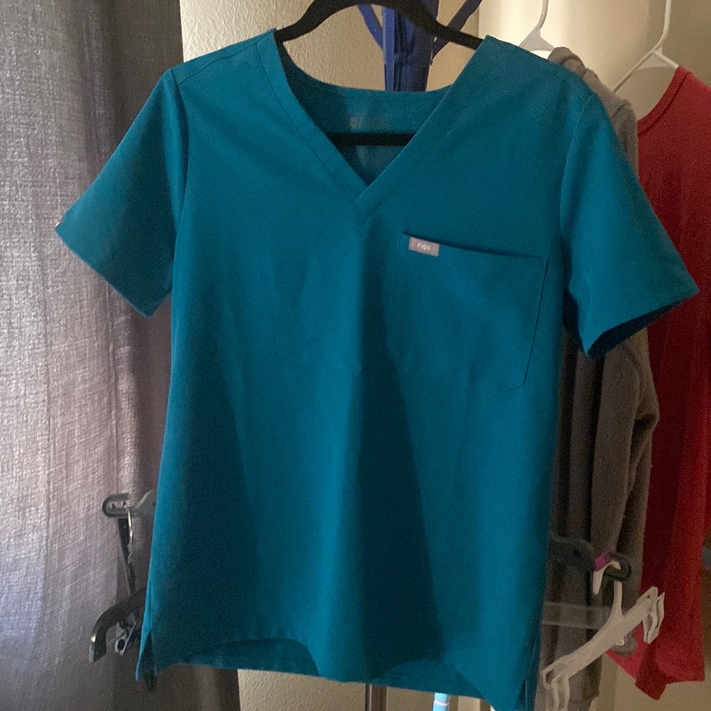 Figs Catarina scrub top teal